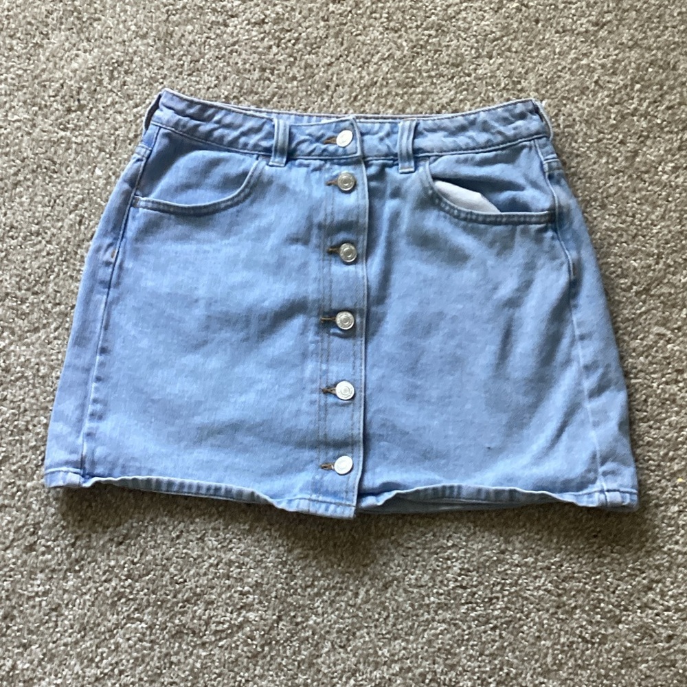 PacSun Light Blue Denim Button Mini Skirt